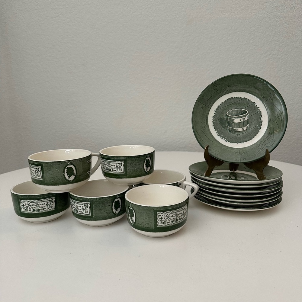 Vintage Cottage Farmhouse Tea Coffee Cups Plates